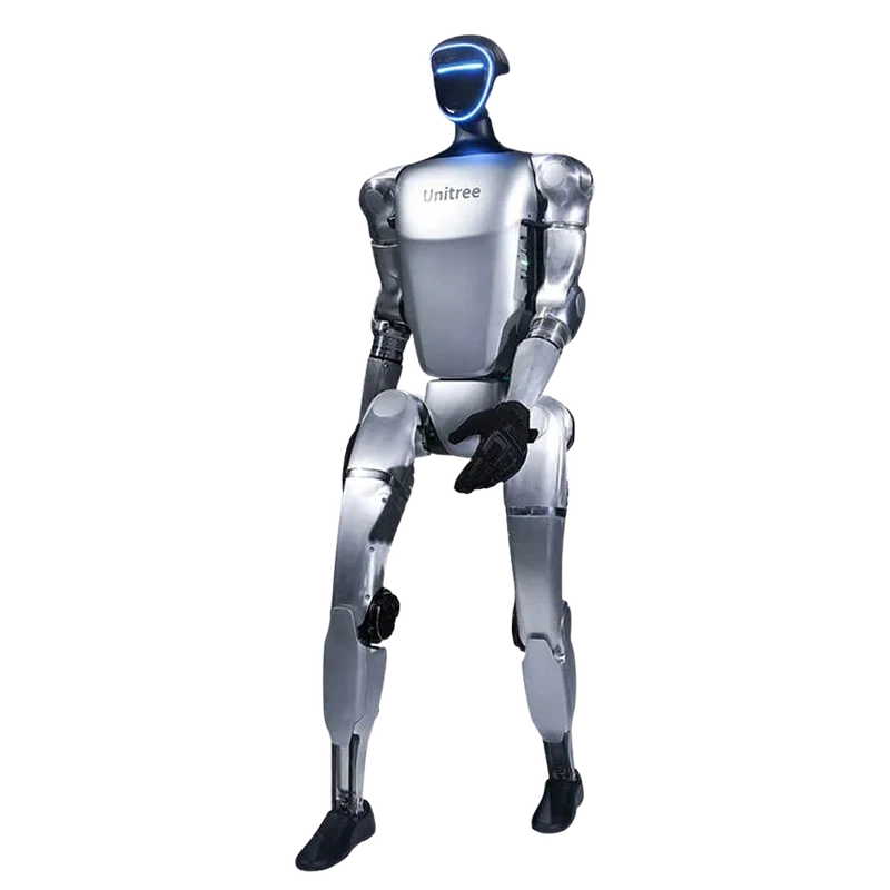 Unitree G1 compact silver and black humanoid robot