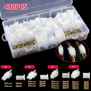 New 480PCS 2.8mm 2 3 4 6 Pin way Automotive Motorcycle Electrical Male Female Wire Connector Plug Socket Kit With Brass Terminals（Plastic Box）Package includes(1)2 Pin:10pcs x 2 Pins Female/Male Connector Housing(2)3 Pin:10pcs x 3 Pins Female/Male Connector Housing(3)4 Pin:10pcs x 4 Pins Female/Male Connector Housing(4)6 Pin:10pcs x 6 Pins Female/Male Connector Housing(5)200pcs x Female/Male Terminal