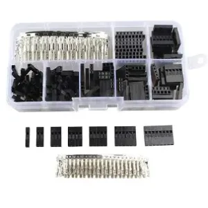 310PCS 2.54mm DuPont Connector With Rubber Shell With Terminal Kit（Plastic Box）(1)1*1P=30pcs(2)1*2P=20pcs(3)1*3P=20pcs(4)1*4P=10pcs(5)1*5P=10pcs(6)1*6P=10pcs(7)1*8P=10pcs(8)M/F Terminal=200pcs